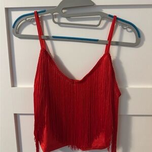 Red and black Fringe Camisole Top